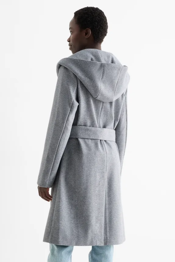 Coat with hood light gray-melange