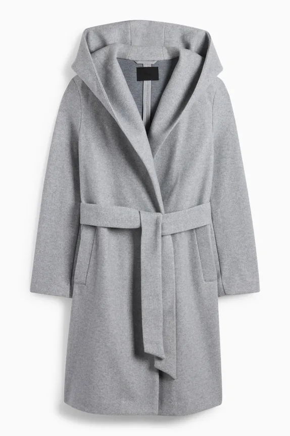 Coat with hood light gray-melange