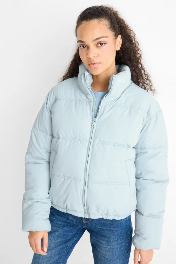Quilted jacket light turquoise