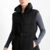Quilted gilet with belt black
