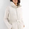 Quilted gilet with belt light gray