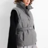 Quilted gilet with belt gray