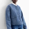 Denim quilted jacket - oversized blue denim