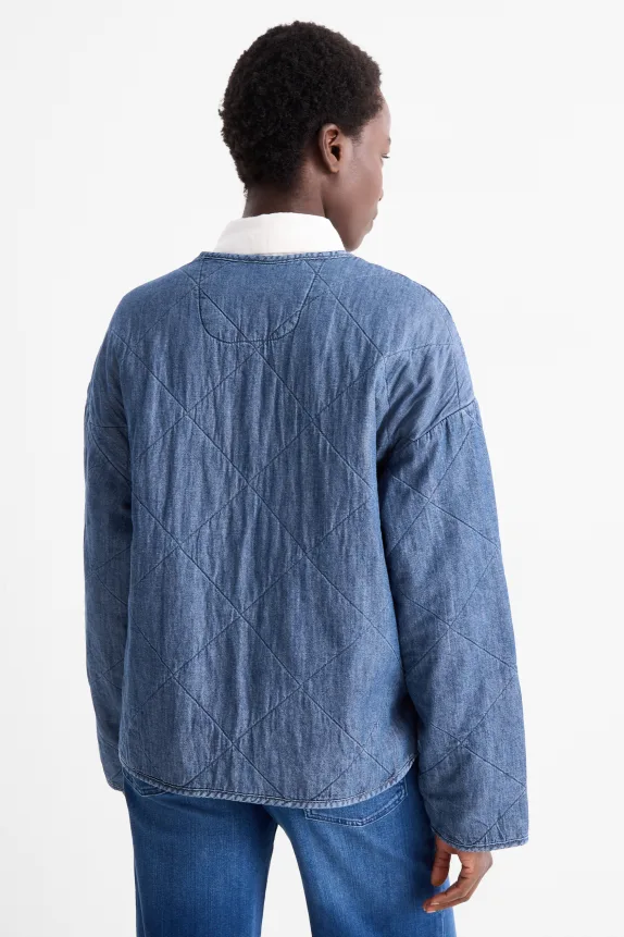 Denim quilted jacket - oversized blue denim