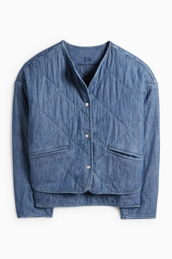 Denim quilted jacket - oversized blue denim