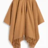 Fringed poncho light brown