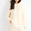 Quilted coat with hood creme