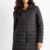 Quilted coat with hood black