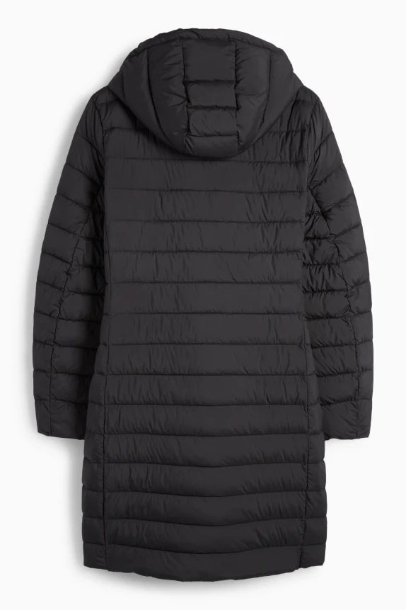 Quilted coat with hood black