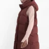 Quilted gilet with hood - water-repellent dark brown