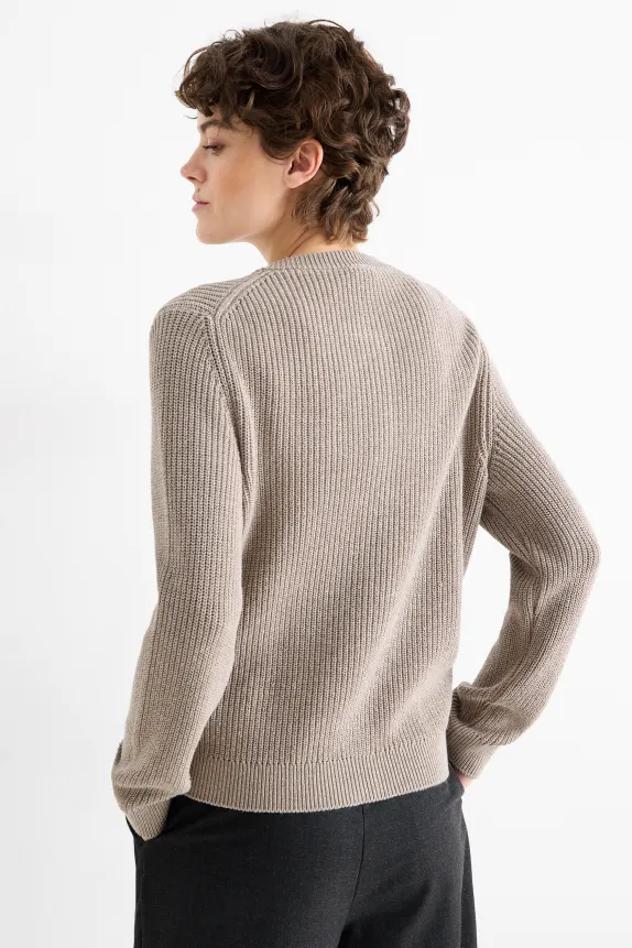 Cardigan - ribbed taupe