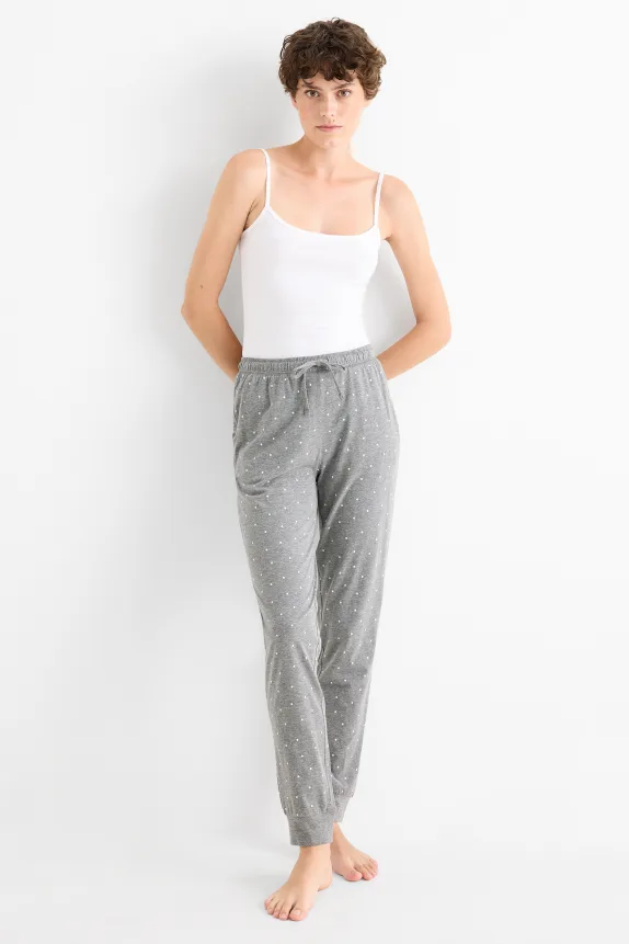 Pyjama bottoms - polka dot light gray