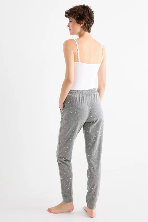 Pyjama bottoms - polka dot light gray