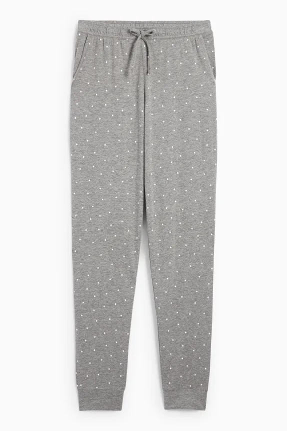 Pyjama bottoms - polka dot light gray