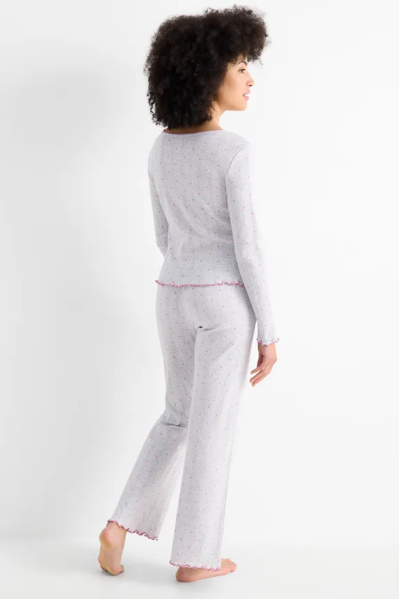 Pointelle pyjamas - patterned light gray