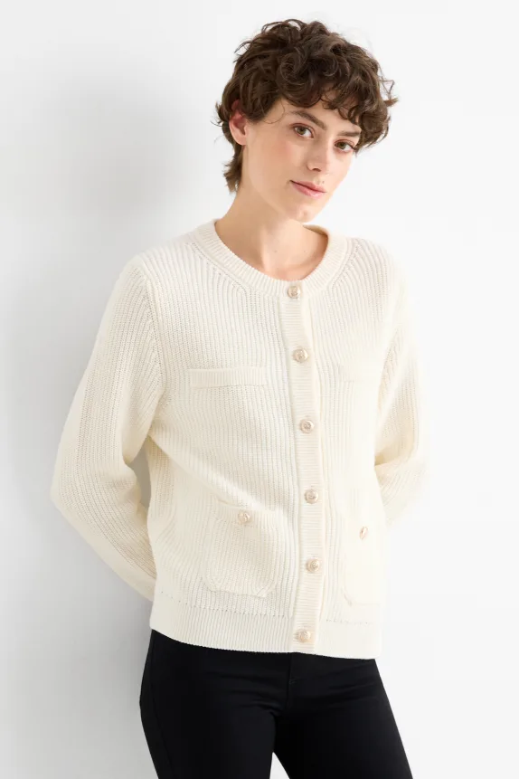 Cardigan - ribbed creme
