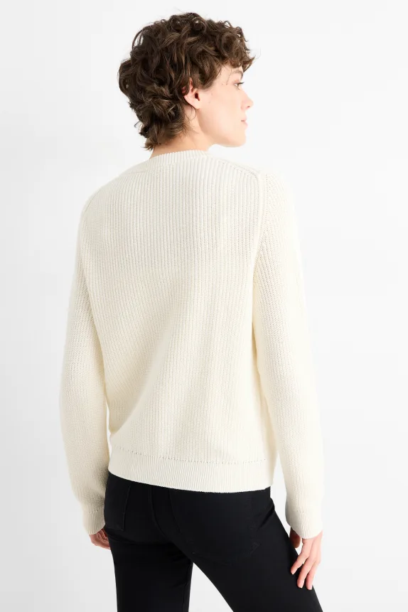 Cardigan - ribbed creme