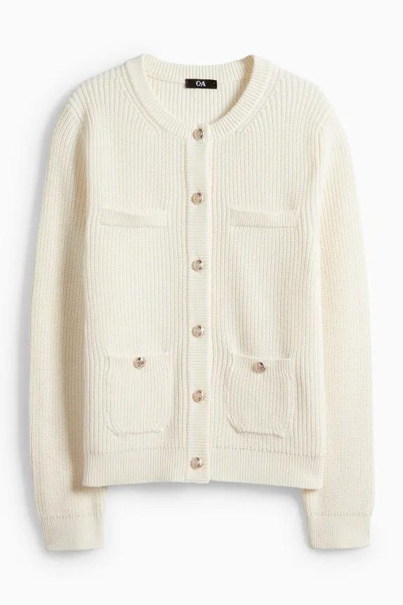 Cardigan - ribbed creme
