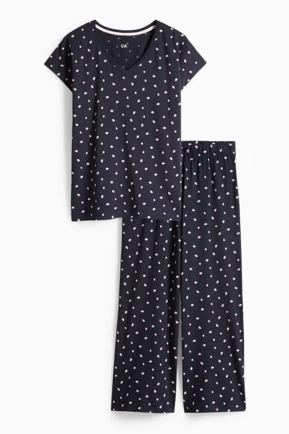 Pyjamas - floral dark blue