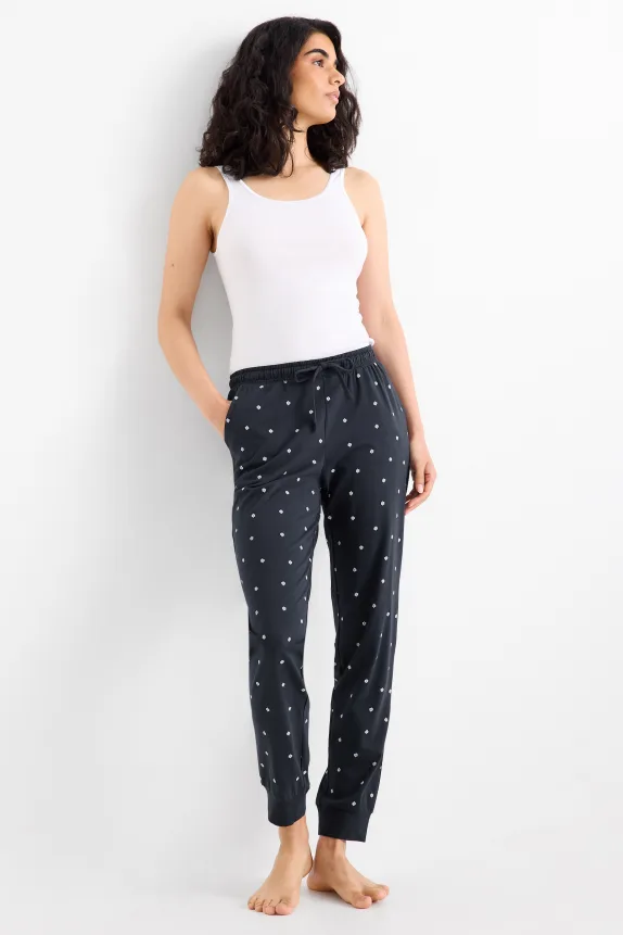 Pyjama bottoms - floral dark blue