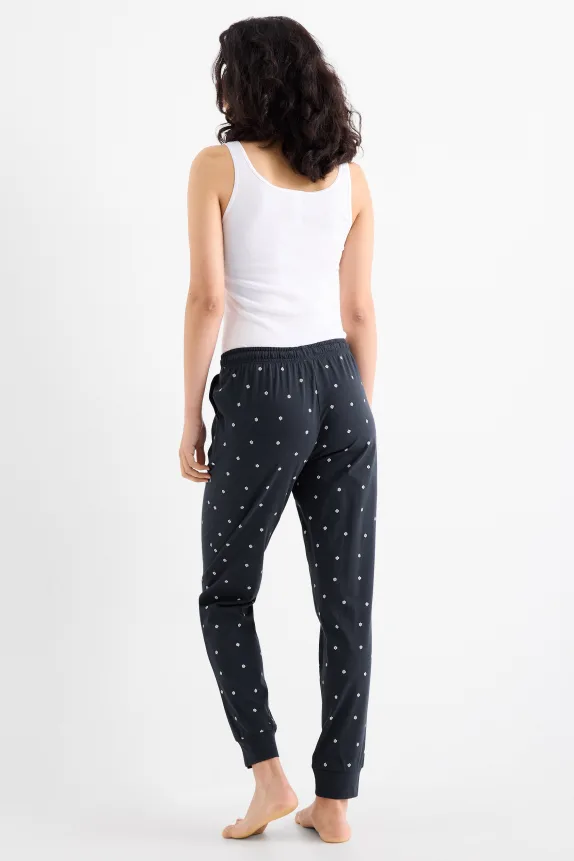 Pyjama bottoms - floral dark blue