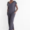 Viscose pyjamas - polka dot dark blue