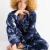 Fleece pyjamas - patterned dark blue