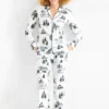 Fleece pyjamas - patterned white
