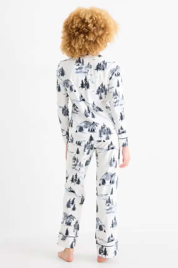 Fleece pyjamas - patterned white