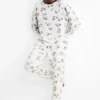 Winter pyjamas - leopard print white