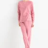 Fleece pyjamas - striped pink
