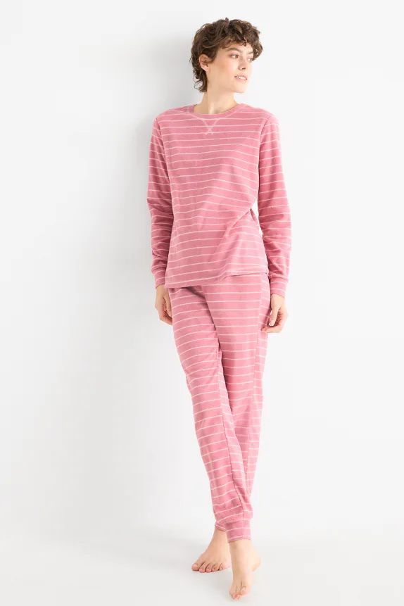 Fleece pyjamas - striped pink