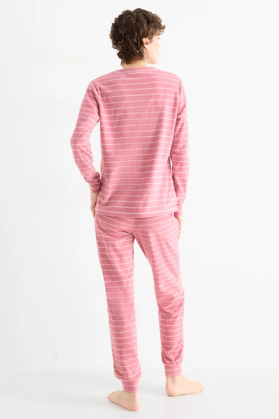 Fleece pyjamas - striped pink