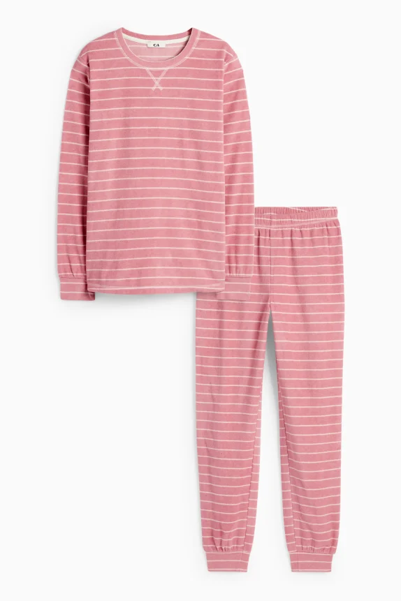 Fleece pyjamas - striped pink