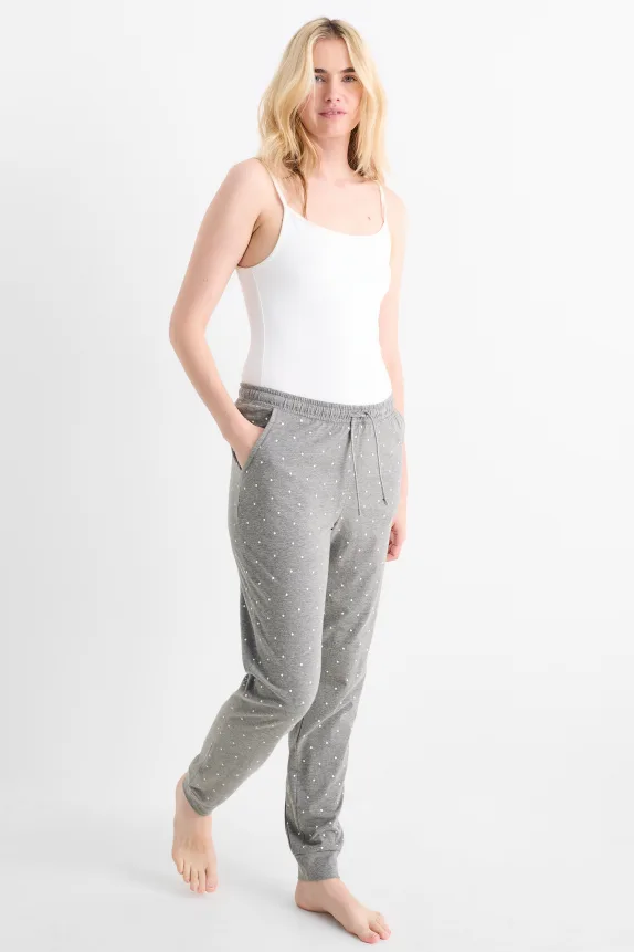 Pyjama bottoms - polka dot gray