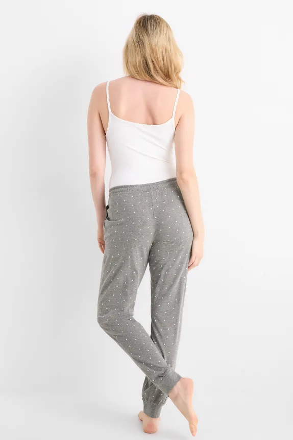Pyjama bottoms - polka dot gray