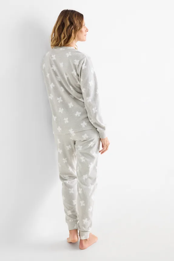 Fleece pyjamas - 2 piece - patterned light gray