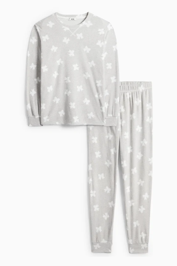 Fleece pyjamas - 2 piece - patterned light gray