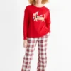 Christmas pyjamas with flannel bottoms - sausage dog red