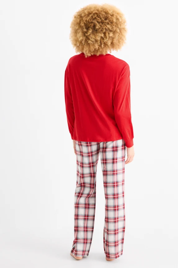 Christmas pyjamas with flannel bottoms - sausage dog red