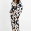 Viscose pyjamas - floral dark blue