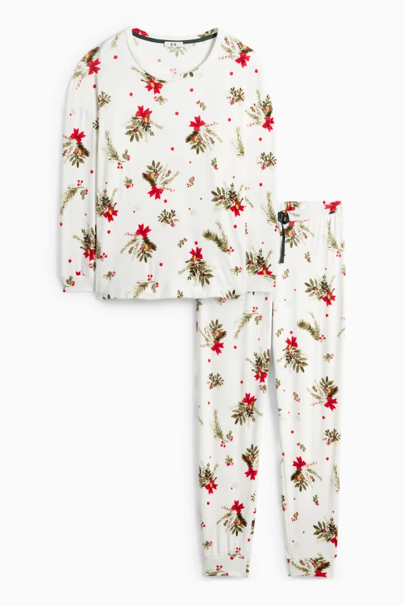 Christmas pyjamas - mistletoe cremewhite