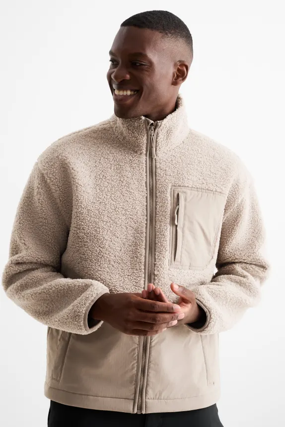 Thermal fleece jacket beige