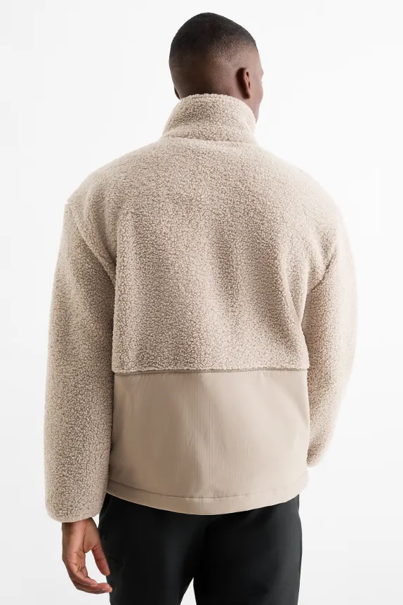 Thermal fleece jacket beige