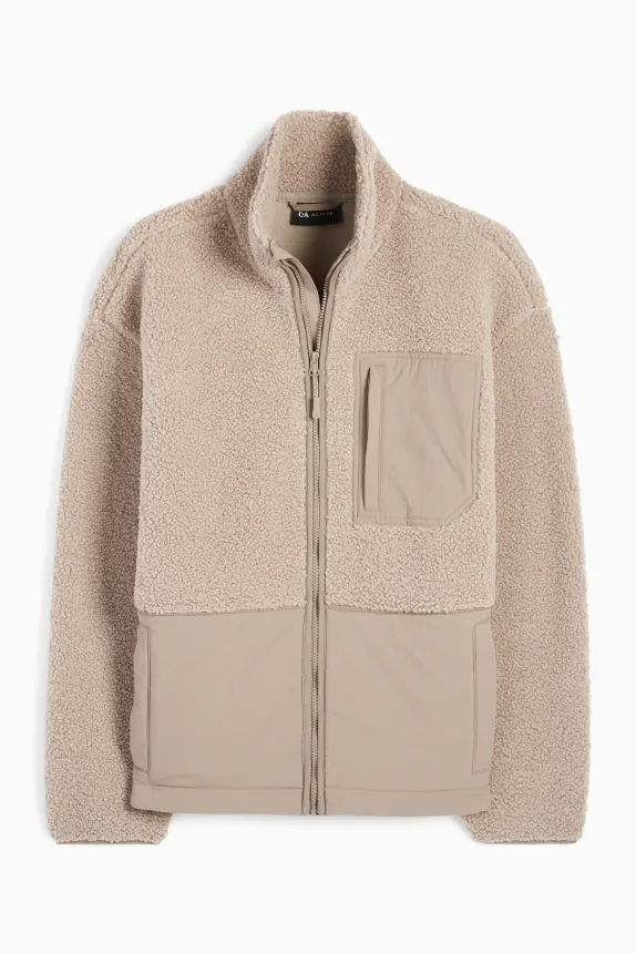 Thermal fleece jacket beige