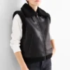 Faux shearling waistcoat - faux leather black
