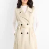 Long waistcoat - regular fit - faux suede light beige