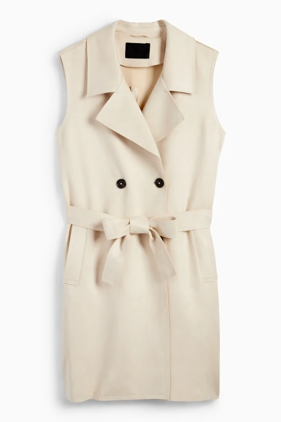 Long waistcoat - regular fit - faux suede light beige