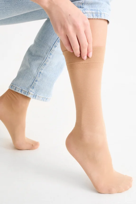 Multipack of 3 - sheer knee-highs - LYCRAÂ® - 20 denier light beige