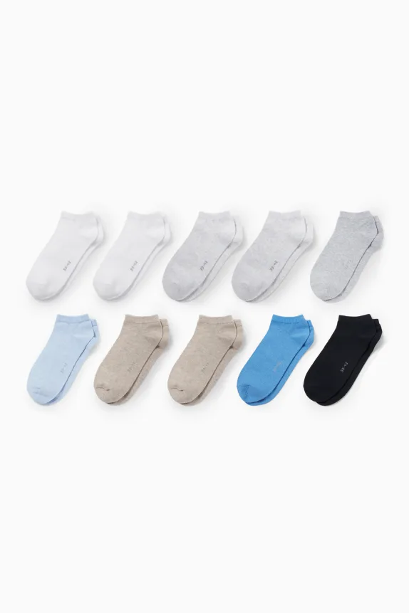 Multipack of 10 - trainer socks light blue